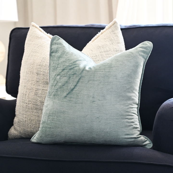 Taupe Velvet Luxury Square Cushion With Feather Insert