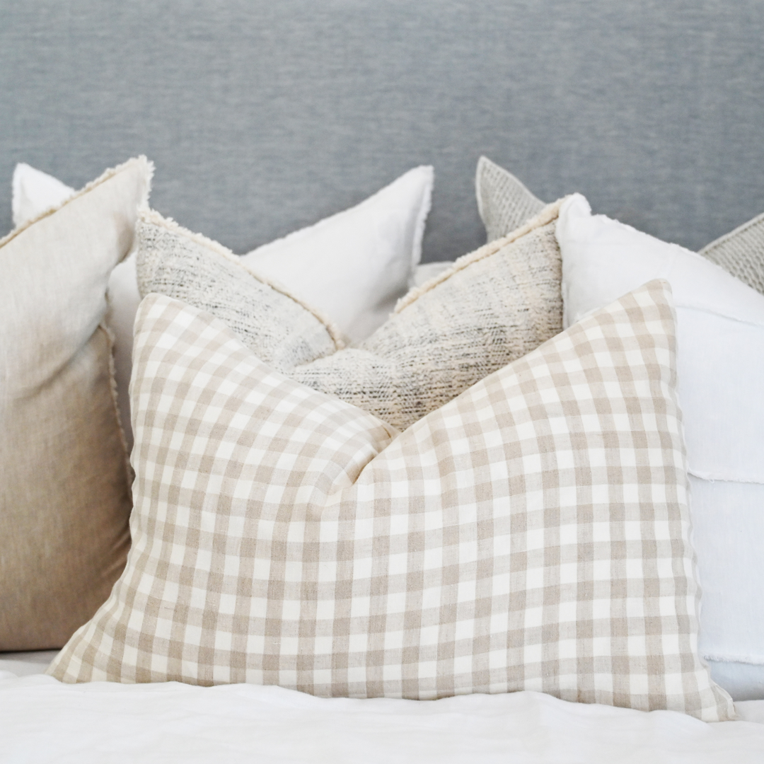 Gingham Linen Lumbar Cushion