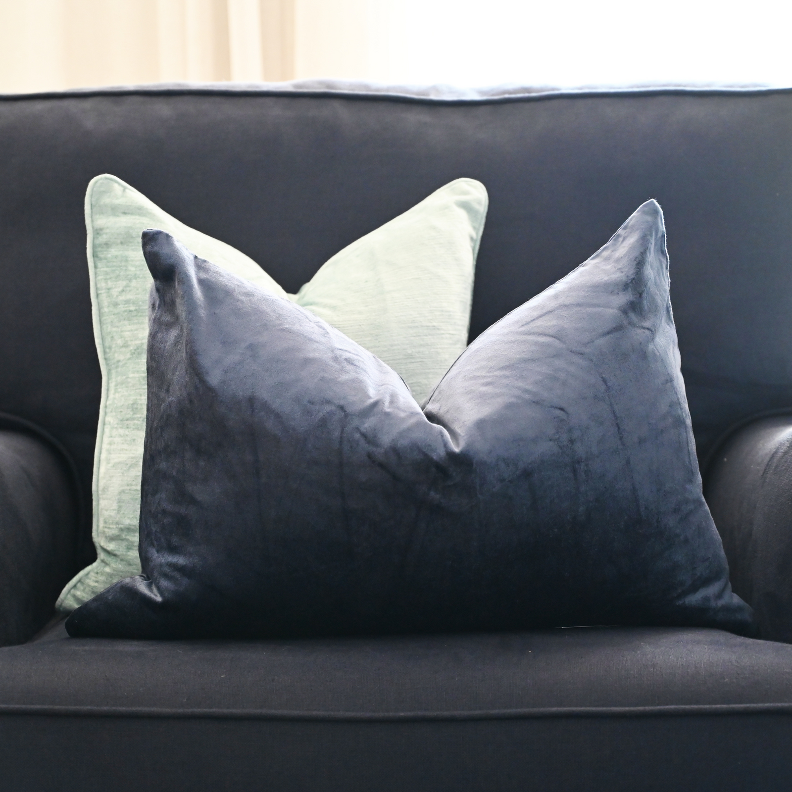 Sapphire Velvet Luxury Lumbar Cushion With Feather Insert