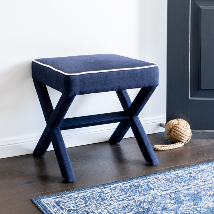 Lauren Linen Cross Back Small Bench