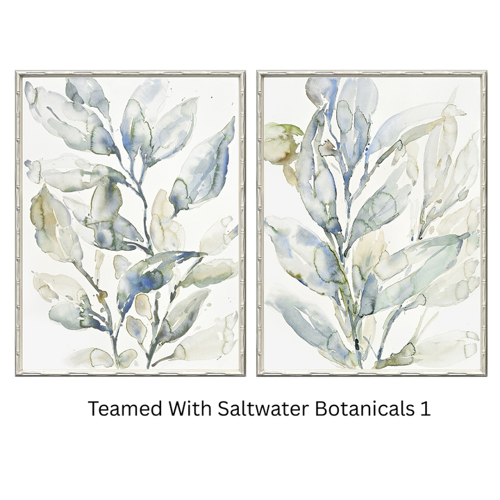 Saltwater Botanicals 2 Medium Canvas in Bamboo Frame