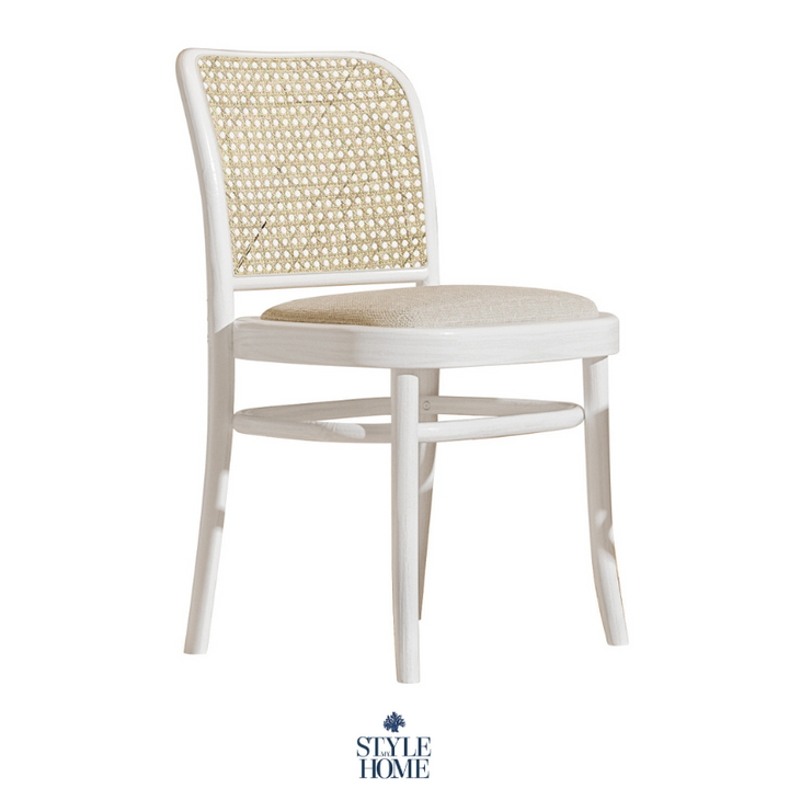 Riviera Natural Oak and Linen Dining Chair Satin White Oatmeal