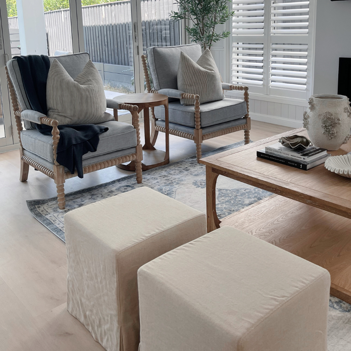 Bobbin Linen And Oak Armchair