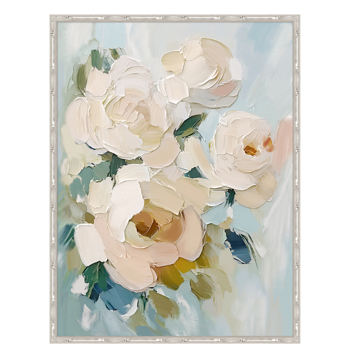 Cottage Rose 1 Medium Canvas in Bamboo Frame