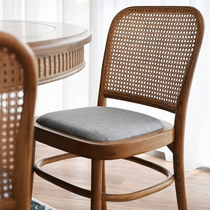 Riviera Natural Oak and Linen Dining Chair Natural Oak Duck Egg Blue