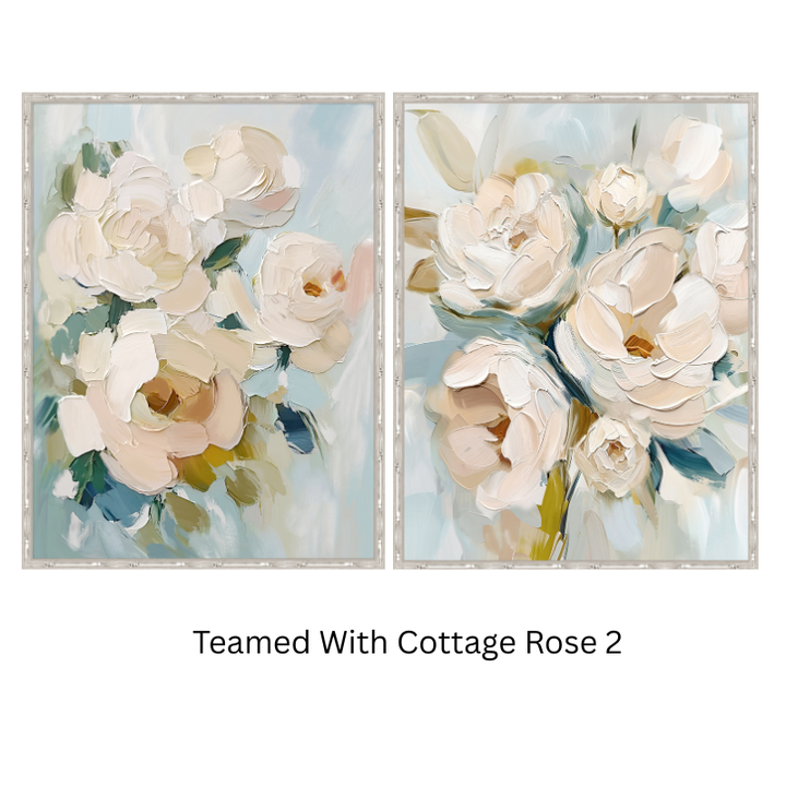Cottage Rose 1 Medium Canvas in Bamboo Frame