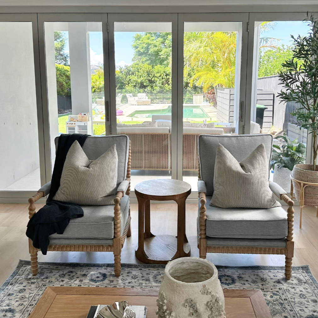 Bobbin Linen And Oak Armchair