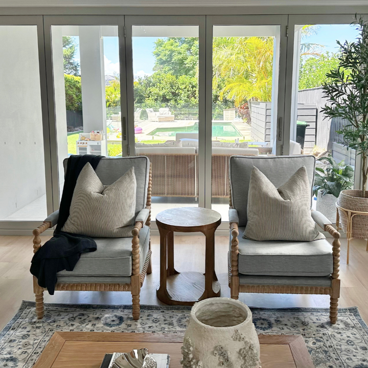 Bobbin Linen And Oak Armchair