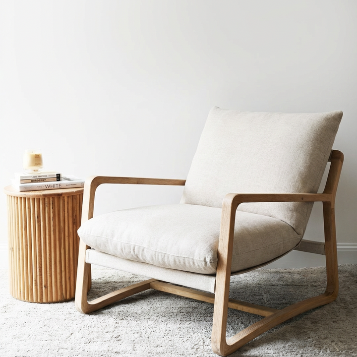 Drift Sling Linen & Oak Armchair