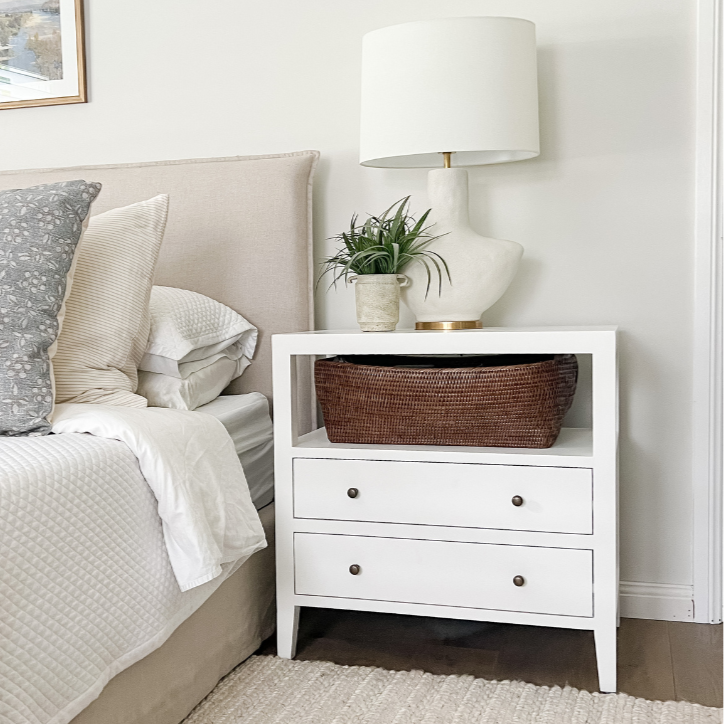 Gold Coast Elliot Large White Bedside Table x 2