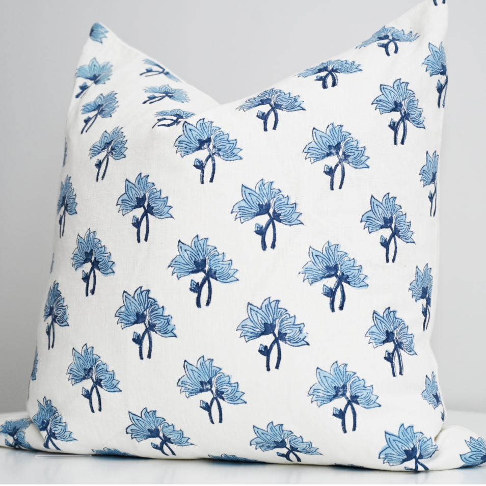 Flannel Block Print Square Linen Cushion