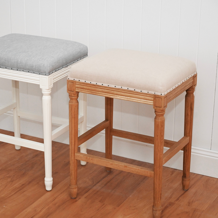 April Backless Kitchen Stool With Padded Linen Seat