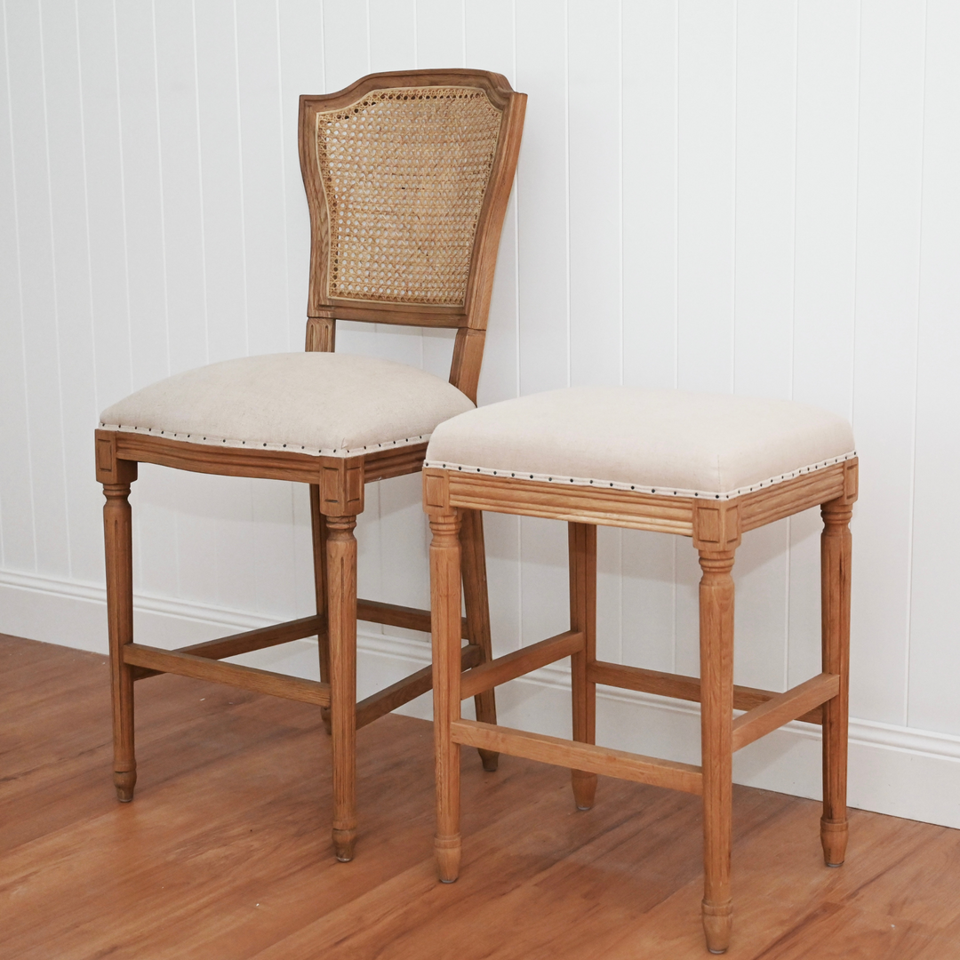 April Backless Kitchen Stool With Padded Linen Seat