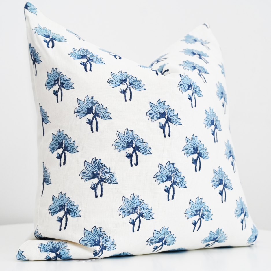Flannel Block Print Square Linen Cushion