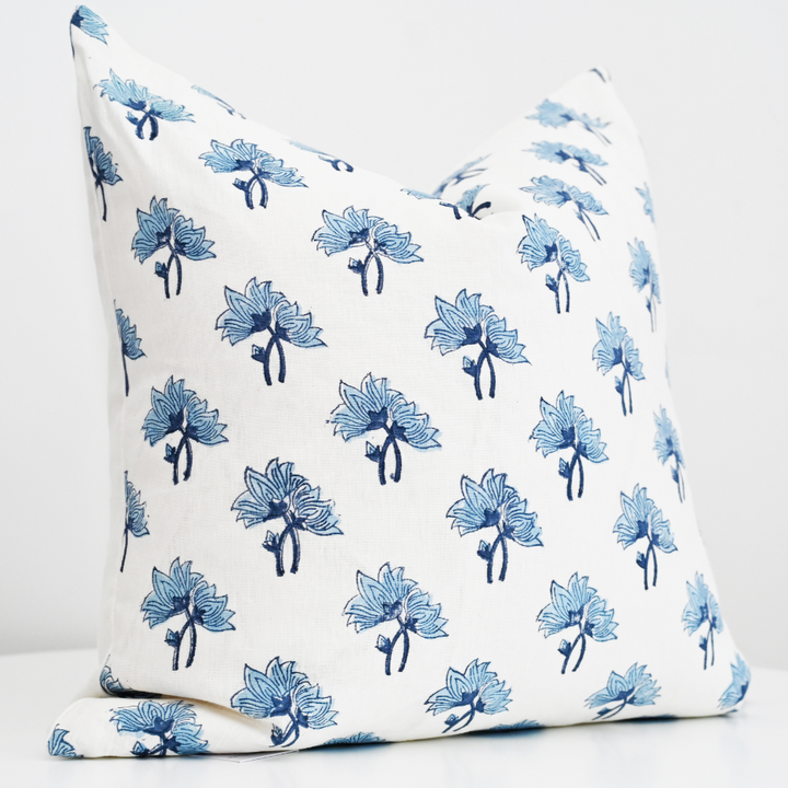 Flannel Block Print Square Linen Cushion