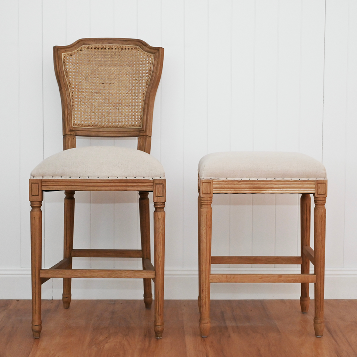 April Backless Kitchen Stool With Padded Linen Seat