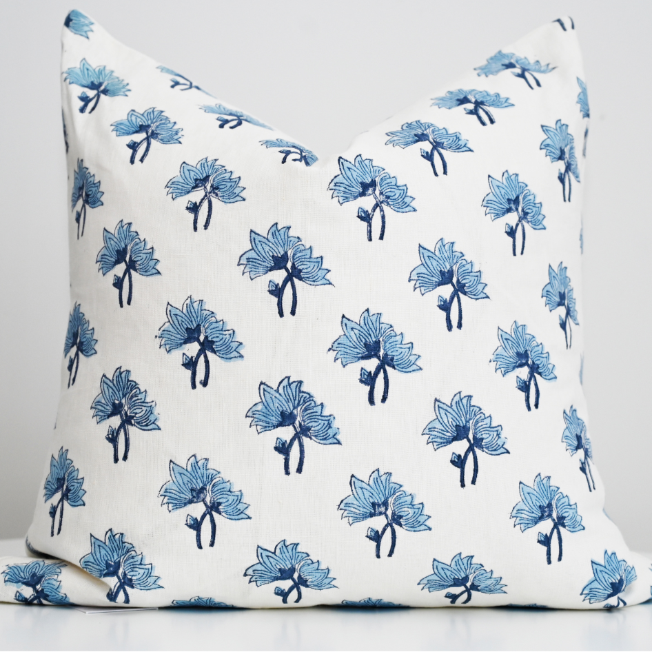 Flannel Block Print Square Linen Cushion