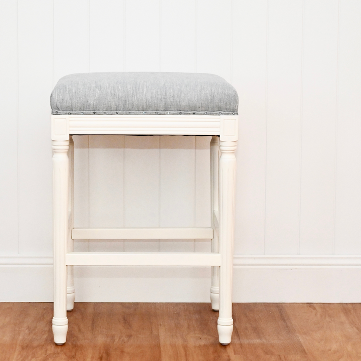 April Backless Kitchen Stool With Padded Linen Seat