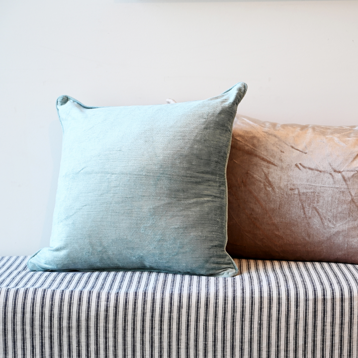 Mist Velvet Luxury Square Cushion With Feather Insert