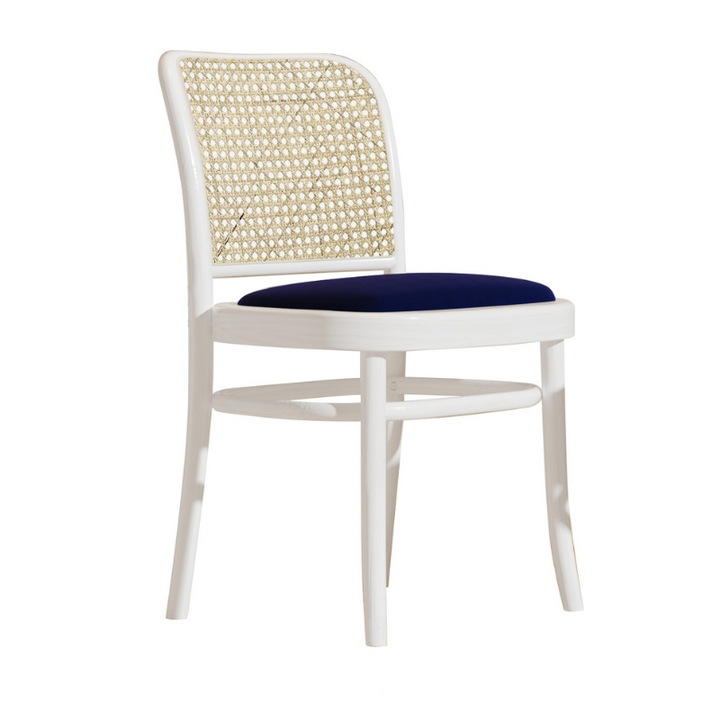 Riviera Natural Oak and Linen Dining Chair Satin White Royal Navy