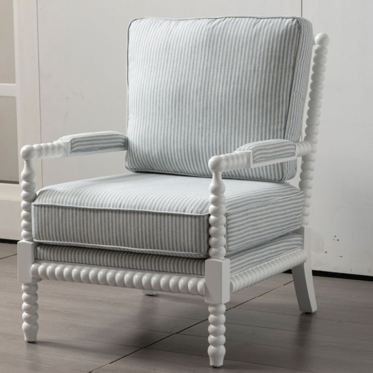 Bobbin Linen And Oak Armchair