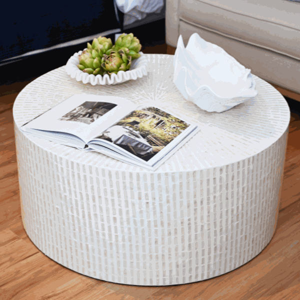 Mother Of Pearl Round Coffee Table