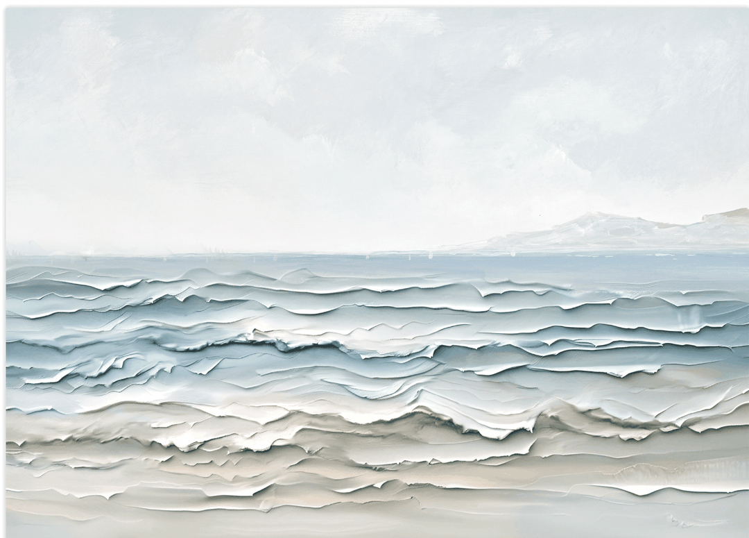 Watercolour Waves Canvas In Antique Silver Frame