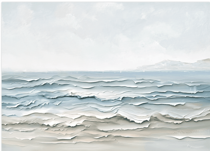 Watercolour Waves Canvas In Antique Silver Frame