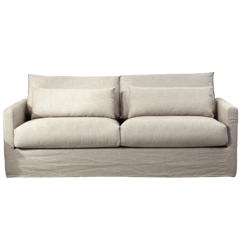 Capri Linen Slip Cover 3 Seater Lounge - Covers Only Oatmeal 220cm wide x 96cm deep x 87cm high
