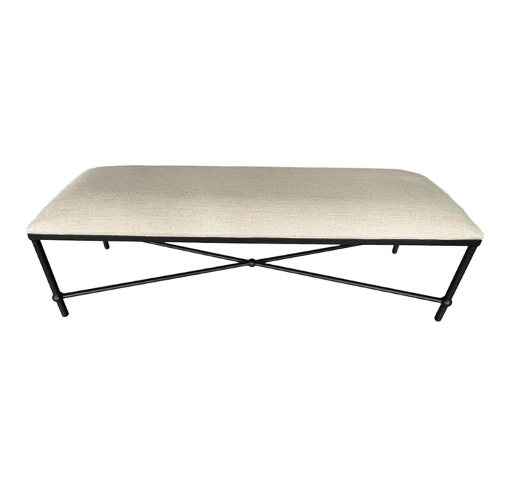 Cambridge Iron and Linen Cross Leg Large Bench