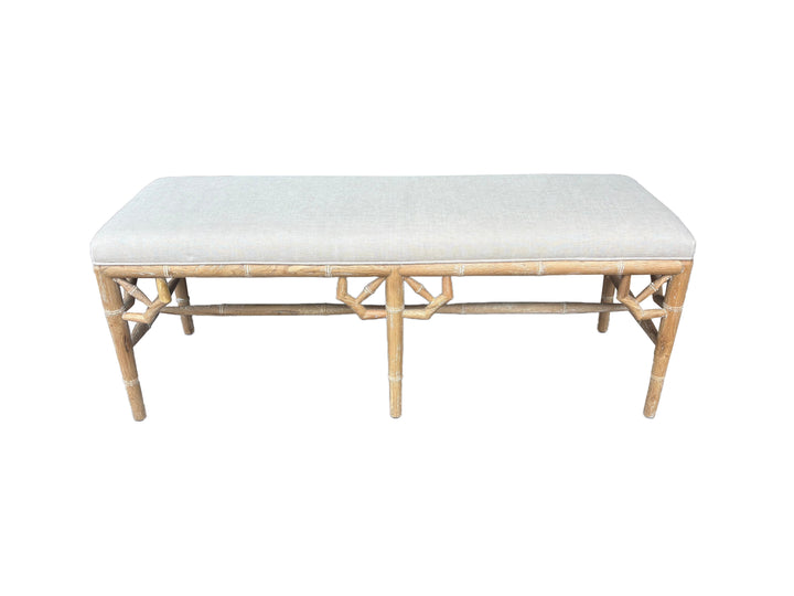 Raffles Linen Upholstered Oak Bench Seat