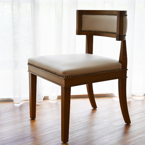 Parker Leather Dining Chair Natural Oak Oatmeal Leather