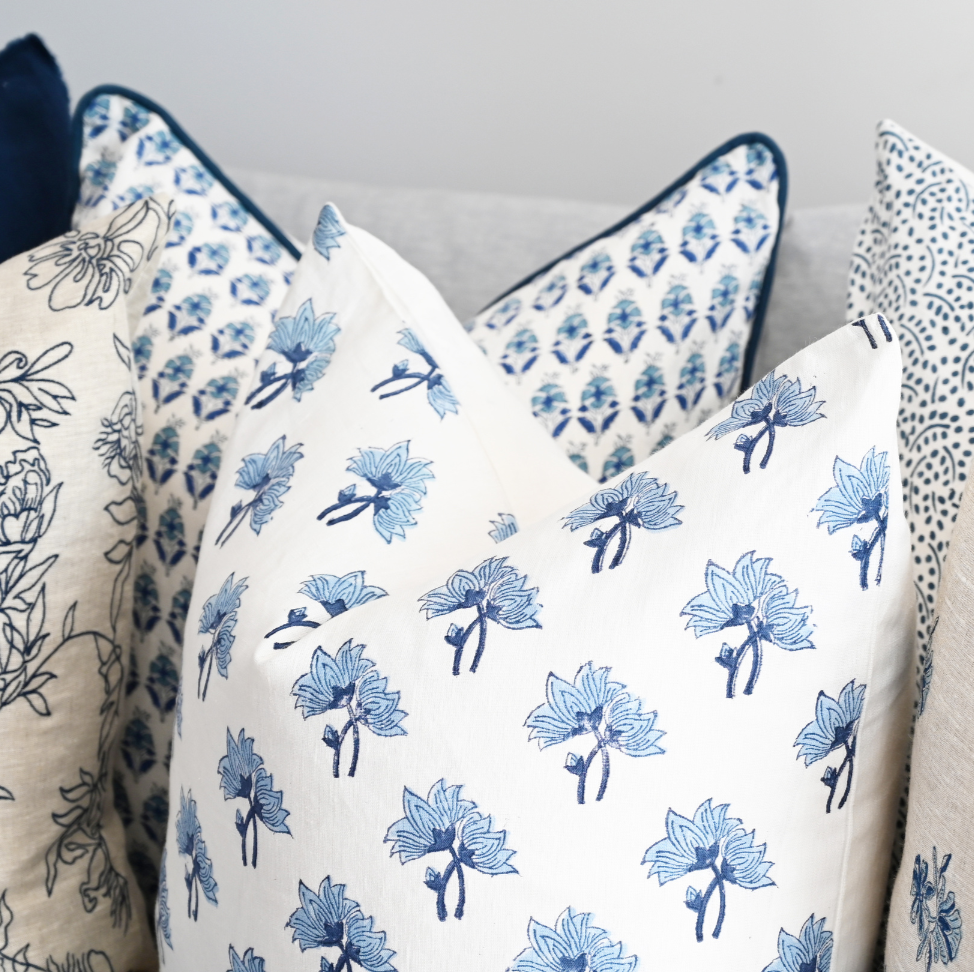 Flannel Block Print Square Linen Cushion