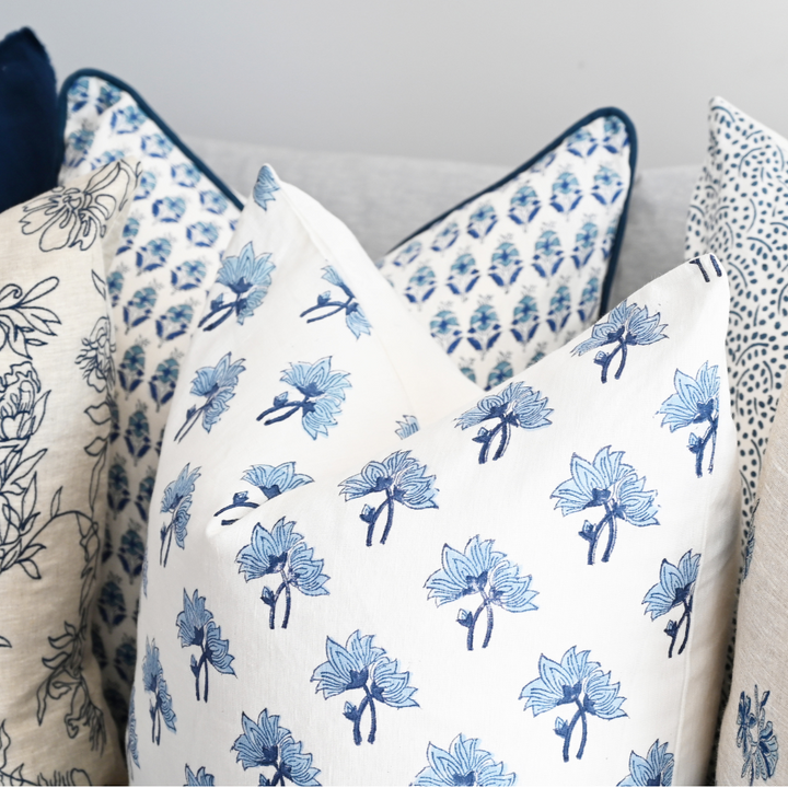 Flannel Block Print Square Linen Cushion