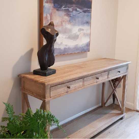 South Beach Medium Console Table Whitewash Oak 150cm wide x 40cm deep x 80cm high