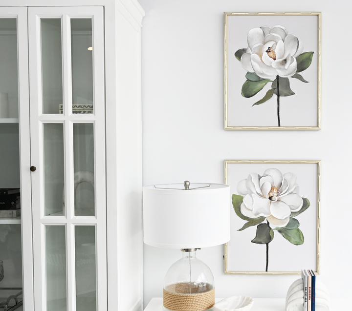 Magnolia 2 Small Canvas In Bamboo Champagne Frame