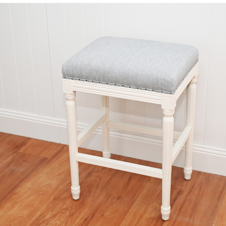 April Backless Kitchen Stool With Padded Linen Seat