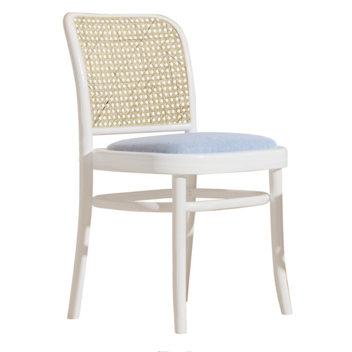 Riviera Natural Oak and Linen Dining Chair Satin White Duck Egg Blue