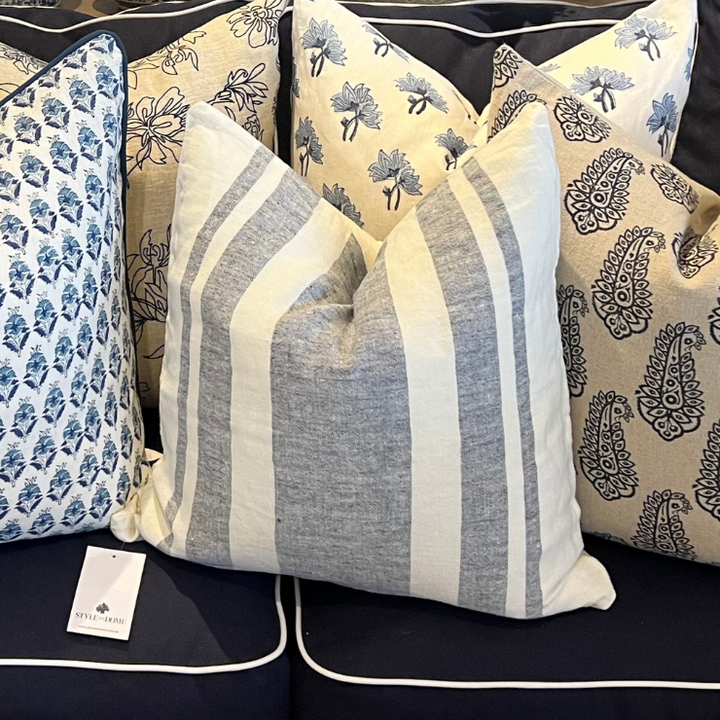 Nautical Stripe Linen Square Cushion