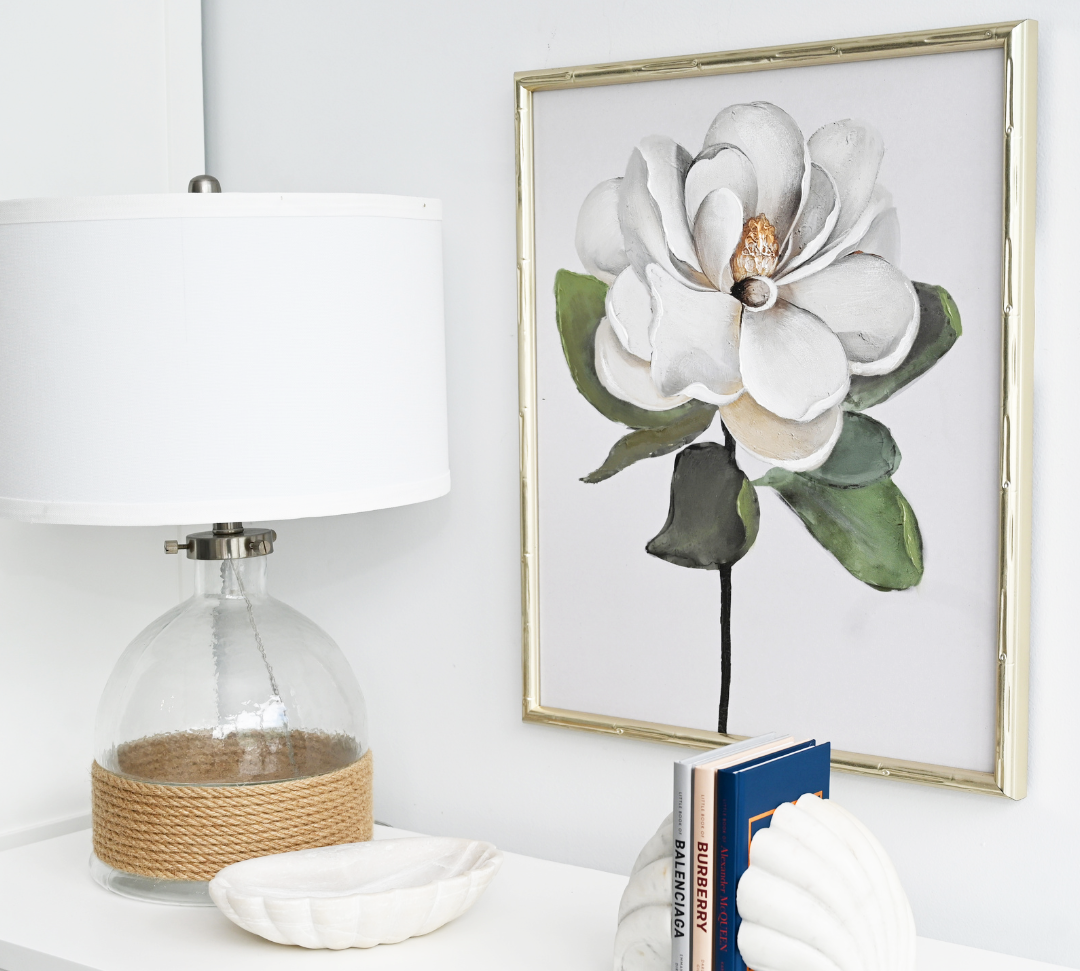 Magnolia 2 Small Canvas In Bamboo Champagne Frame