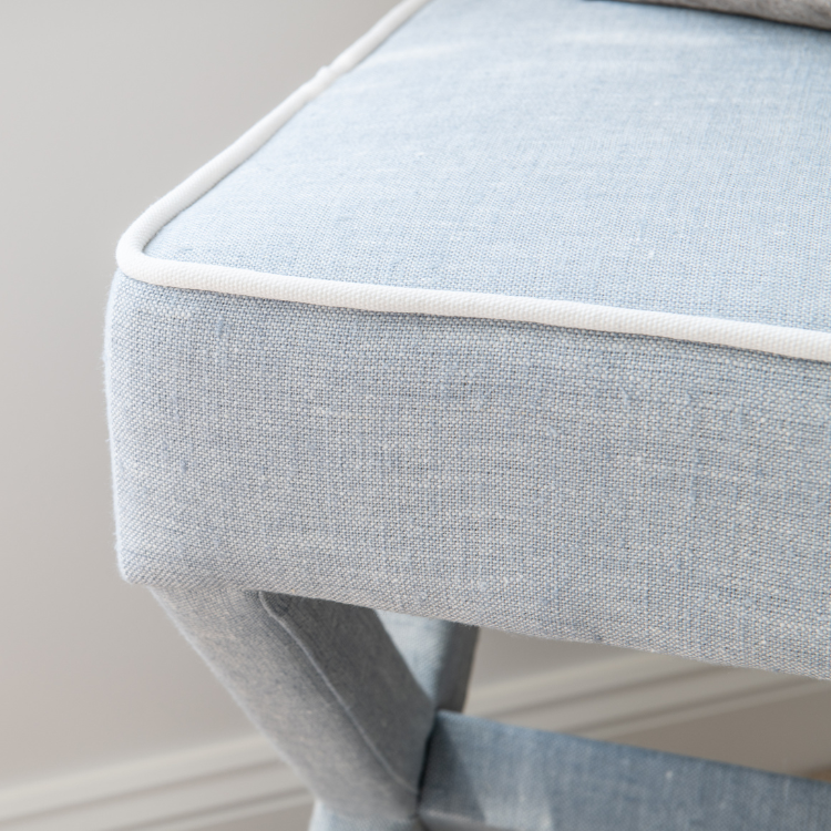 Lauren Linen Cross Back Small Bench