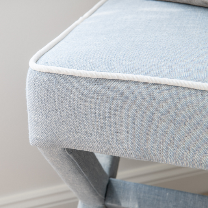 Lauren Linen Cross Back Small Bench
