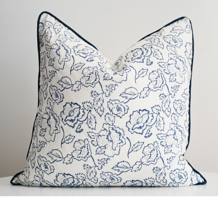 Stuart Desert Rose Block Print Square Linen Cushion