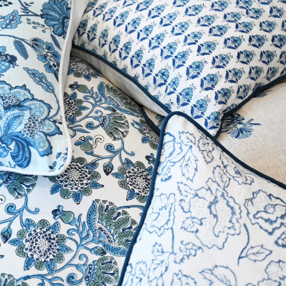 Waratah Block Print 60cm X 60cm Linen Cushion