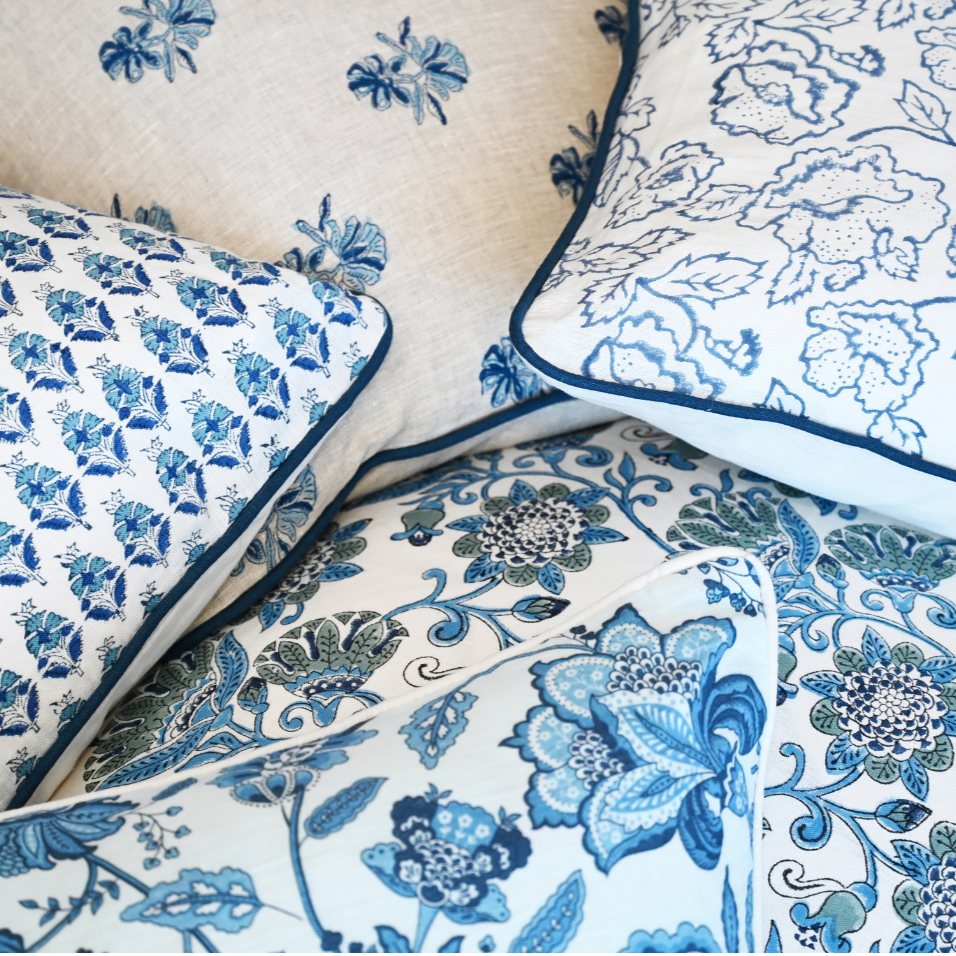 Waratah Block Print 60cm X 60cm Linen Cushion