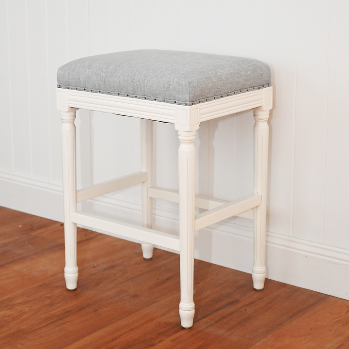 April Backless Kitchen Stool With Padded Linen Seat
