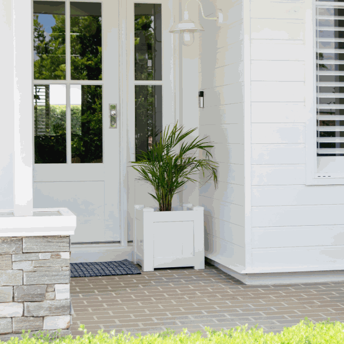 Hamptons Outdoor Square Pvc Planter Box - White