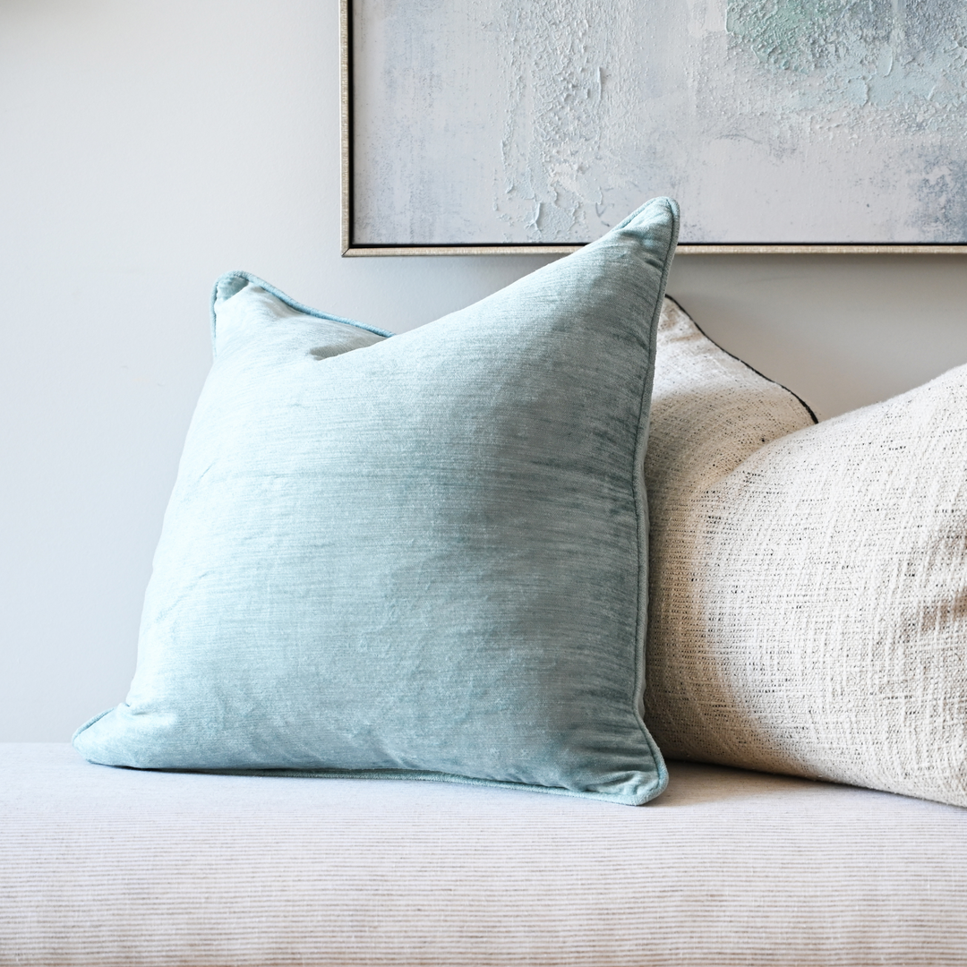 Mist Velvet Luxury Square Cushion With Feather Insert