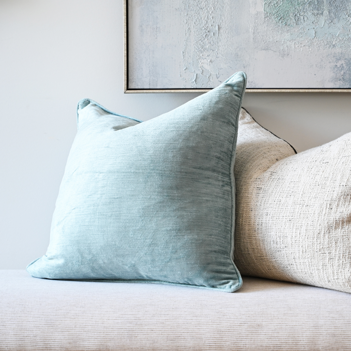 Mist Velvet Luxury Square Cushion With Feather Insert