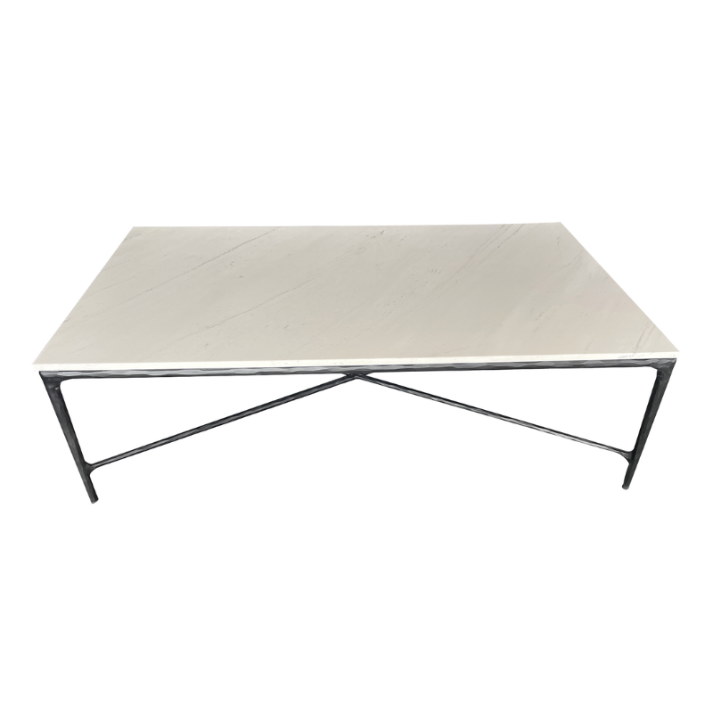 Soho Forged Black Rectangular Coffee Table With Marble Top